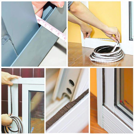 Türdichtungsbürste – Fensterdichtung – Hält Zugluft Fern – Selbstklebendes Polypropylen – 6 Meter Länge – Grau