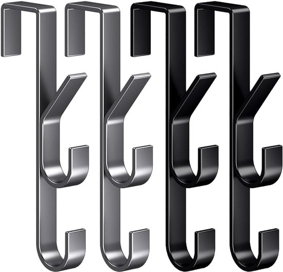 Türhaken，4er-set Türhakenaufhänger，vertikaler Handtuchhalter Über Der Tür，zum Aufhängen Von Kleidung，hüten (schwarz，grau，3 Haken)
