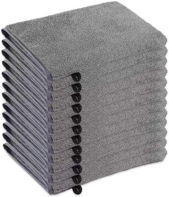 Weiches Und Saugfähiges Mikrofaser-waschlappen-set, 12-teilig, Ideal Für Den Heimgebrauch, Grau, 21 X 15 Cm