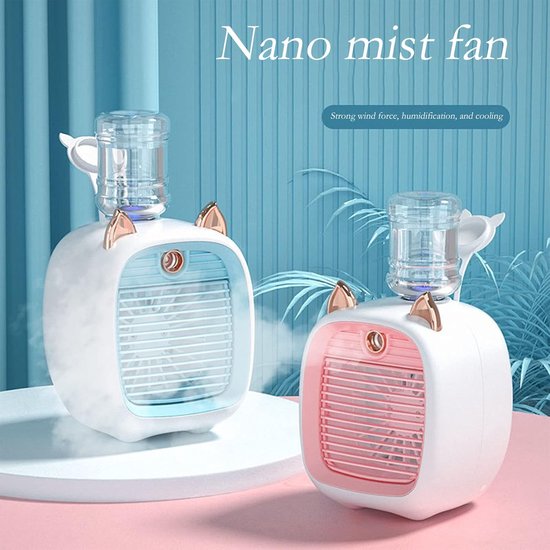 Wiederaufladbarer Mini-verdunstungsluftkühler Für Kinder, Geeignet Für Wasserflaschenanschluss, Usb-ventilator Mit Luftbefeuchter
