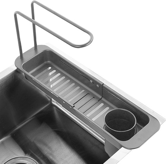 Abtropfgestell Für Spülbecken – Küchenorganizer – Ordnung Auf Der Arbeitsfläche – Ausziehbar – 175 Zoll – Grau
