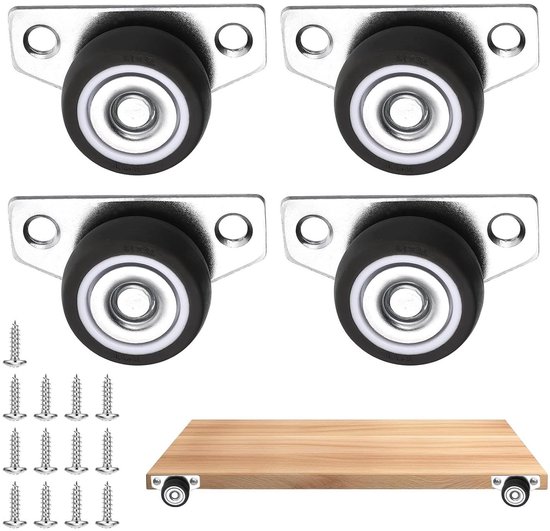 Möbelrollen, 4 Stück – Schubladenrollen – Möbel Bewegen – Flache Seitenmontage – 32 Mm – Grau