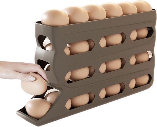 Eierhalter Für Den Kühlschrank，eierspender Mit Aufbewahrungsmöglichkeit，küchenorganisation，fassungsvermögen: 30 Eier，grau