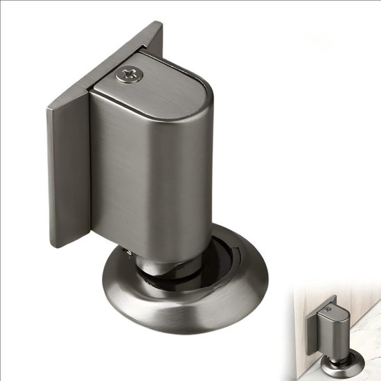 Magnetischer Türstopper – Türfanghaken Aus Metall – Bodenmontage – Starker Magnet – 9 X 5,5 Cm – Grau