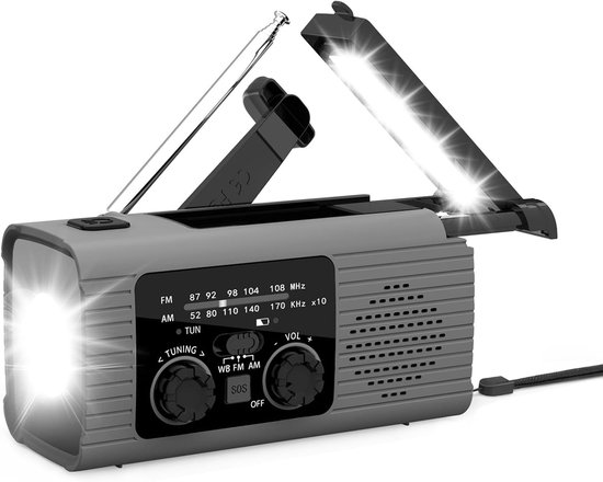 Notfallradio – Solarradio – Für Notfälle Gerüstet – Drei Ladeoptionen – Kompakte Größe – Grau