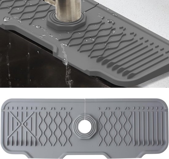 Silikon-wasserhahnmatte – Wasserauffangmatte – Küche Und Bad – Verstellbar – 43 Cm Länge – Grau