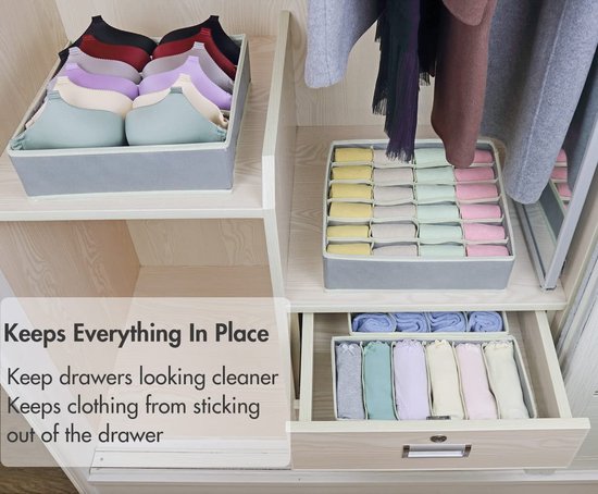 4-teilig – Schubladeneinsätze Für Kleiderschränke – Faltbare Aufbewahrungsbox Für Unterwäsche – Stoff-schubladenorganizer – Aufbewahrungsbox Für Kleidung – Grau – Geeignet Für Unterwäsche, Socken, Sli
