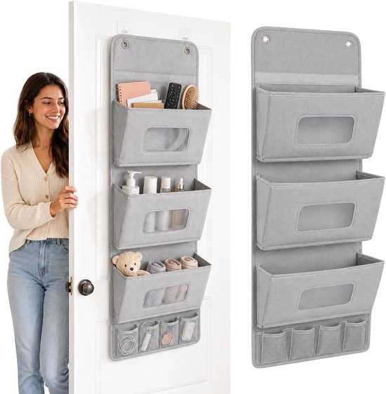 Faltbarer Hängeorganizer，3-lagig，89 X 40 X 19 Cm，wasserdichte Hängeaufbewahrung Mit 3 Haken，kleiderschrank Und Türrückseite (grau)
