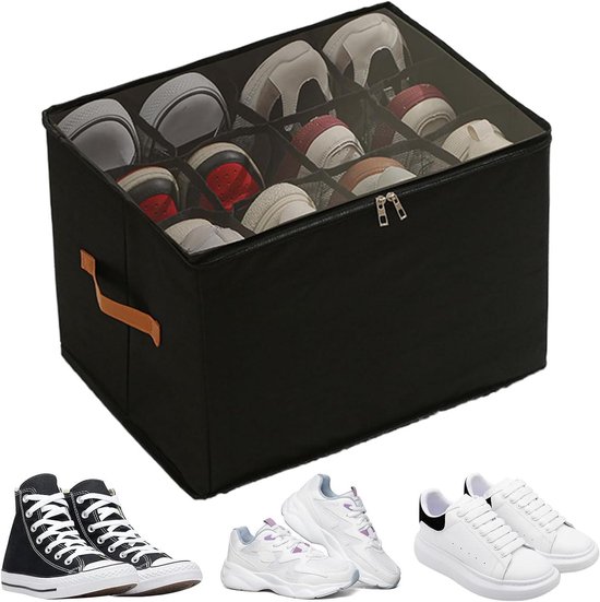 Schuhaufbewahrungsbox，geeignet Für 8 Paar Schuhe，großer Schuhorganizer Mit Fächern Und Deckel，grau，43 X 43 X 32 Cm