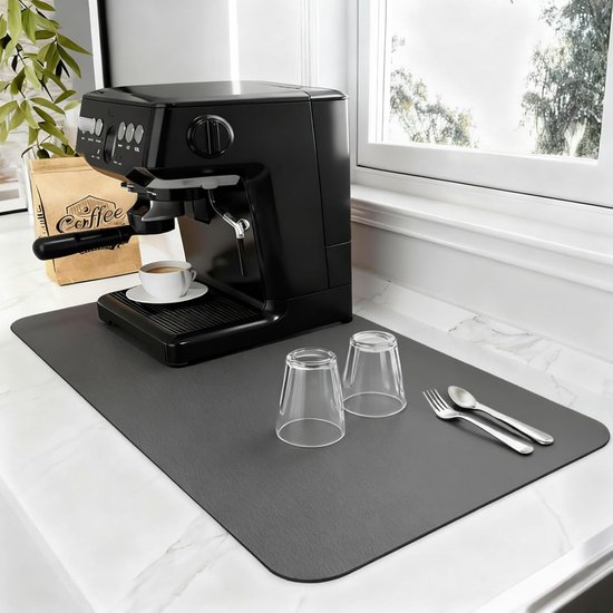 Superabsorbierende Tropfmatte Für Kaffeemaschine, Arbeitsplatte Und Bar, 40 X 30 Cm, Rutschfest, Grau