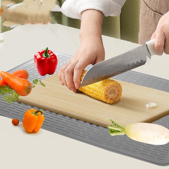 Silikon-trockenmatte，silikon-abtropfgestell，tellermatte Für Küchenutensilien，hitzebeständige Und Rutschfeste Trockenmatte，50,8 Cm X 71,1 Cm，grau