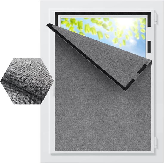 Verdunkelungsvorhänge, Selbstklebende Verdunkelungsvorhänge, Grau, 1,5 X 1,3 M