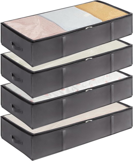 Aufbewahrungsboxen Für Unter Das Bett，große Aufbewahrungstaschen Mit Verstärktem Griff，grau，90 L，4er-set