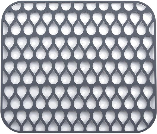 Silikon-abtropfmatte，34 X 30 Cm，faltbar Und Rutschfest，schutzmatte Für Den Spülenboden，abtropfmatte Für Teller Und Gläser，grau