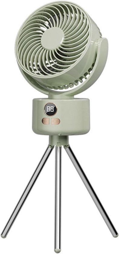 Wiederaufladbarer Campingventilator，mit Abnehmbarem Ständer，3 Geschwindigkeitsstufen，usb-ladeanschluss & Stativ，für Drinnen Und Draußen，grün