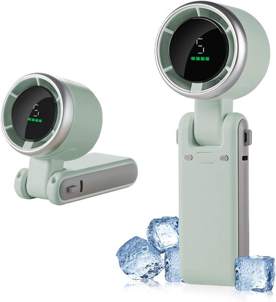 Wiederaufladbarer Tragbarer Ventilator Mit Led-anzeige，usb-aufladbar，für Büro Und Reisen (grün)