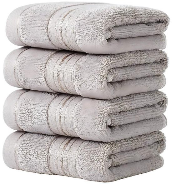 Handtuchset – 4-teilig – Reine Baumwolle – Weich Und Saugfähig – 34 X 34 Cm – Hellbraun