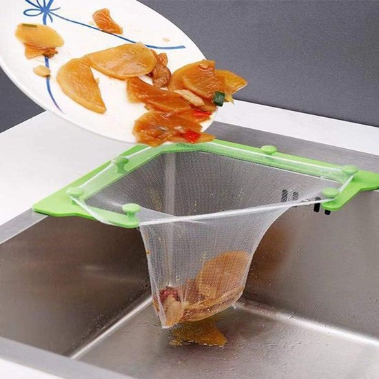 Dreieckiger Küchenfilter, Ecksieb Für Die Spüle, Feinnetz-abtropfsieb Zur Aufbewahrung Von Abfällen In Der Spüle (1 Halter + 50 Filterbeutel)