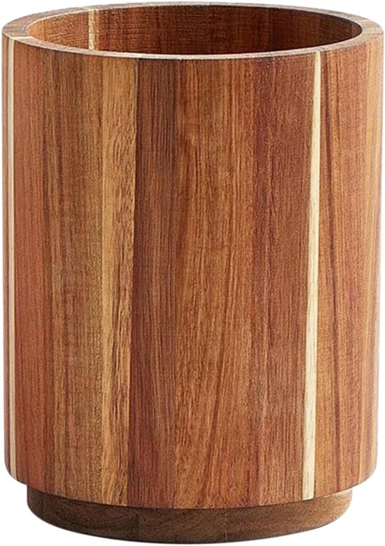 Rustikaler Besteckhalter Aus Holz，werkzeugzylinder Mit Drehbarem Schneidebrett，geräumiger Gabel- Und Löffelhalter Für Esstisch