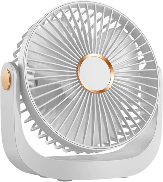 Tischventilator Mit Nachtlicht，leiser Ventilator Mit Wiederaufladbarem Usb-akku，360°-drehung，5 Geschwindigkeitsstufen，für Das Schlafzimmer