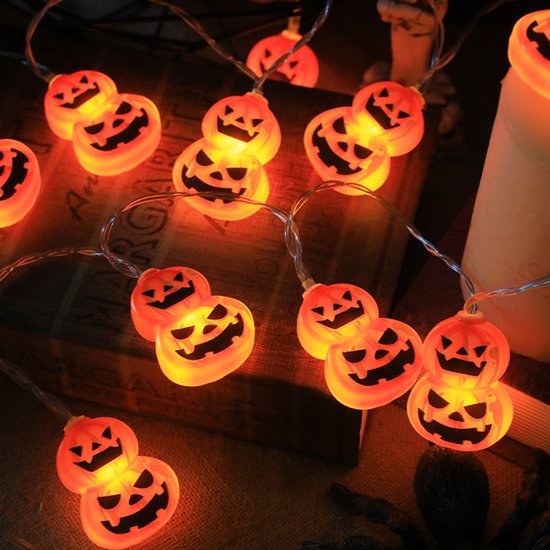 Halloween-lichterkette，3 Meter Lange Led-lichterkette Mit Gruseligen，zweilagigen Geistergesichtern Und Kleinen Kürbissen