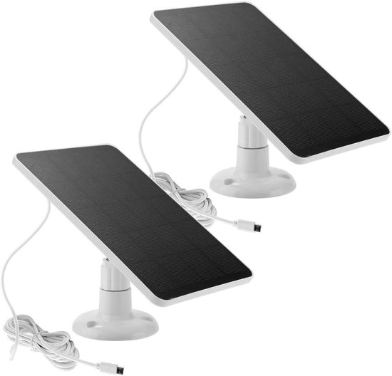 2er-pack Solarpanel Für Kameras，5-w-kamerasolarpanel，ip65 Wasserdicht，3 M Kabel，360° Verstellbare Halterung
