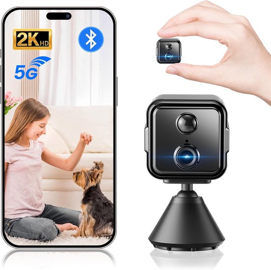 Mini-kamera – Kabellose 2k-hd-innenkamera Mit Nachtsicht – Intelligente Ki-bewegungserkennung – 21 Tage Akkulaufzeit – Sd-/cloud-speicher