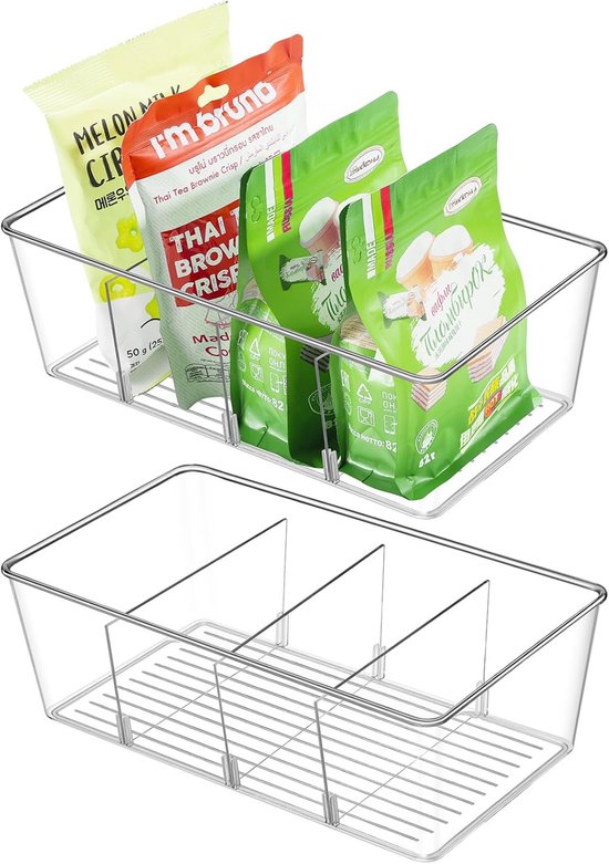 2-teiliger Transparenter Kühlschrank-organizer，stapelbare Behälter Für Den Kühlschrank，mit 8 Fächern，organizer Für Kühlschrank，kühlschrankspender