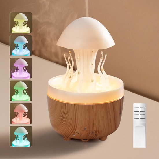 Luftbefeuchter „regenwolke“ – 300 Ml – 7 Farben – Timer (2/4/8 Stunden) – Automatische Abschaltung – Tropfsimulation Und Selbstrotation