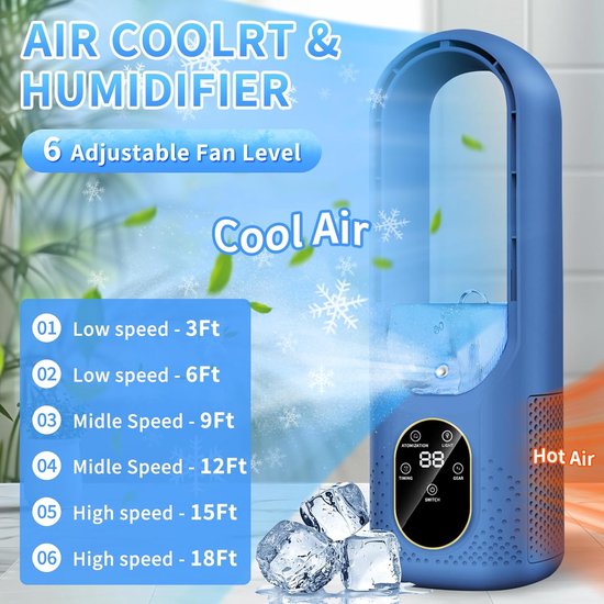 Mobile Klimaanlage，6 Betriebsmodi，tragbarer Luftkühler Mit Wasserkühlung，timer (1，6 Stunden)，7-farbige Led-beleuchtung，leise Für Zuhause Und Büro