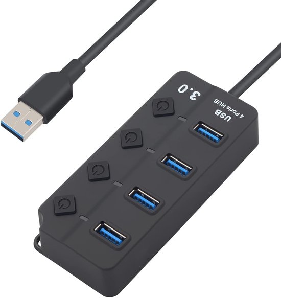 4-port Usb 3.0 Hub，usb-adapter，usb-splitter，verlängerungskabel Mit Separatem Schalter，geeignet Für Ps5，usb-stick，macbook Und Andere Geräte
