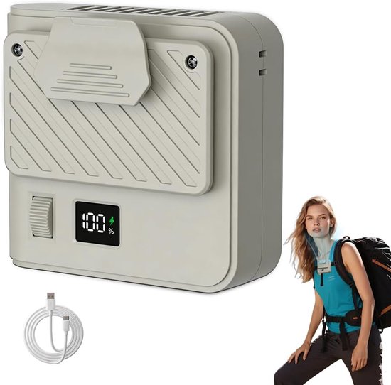 Tragbarer Hüftventilator，t-shirt-ventilator，wiederaufladbarer Akku Mit Clip Und Tragekordel，9500 U/min，100 Windstufen，tragbarer Clip-ventilator