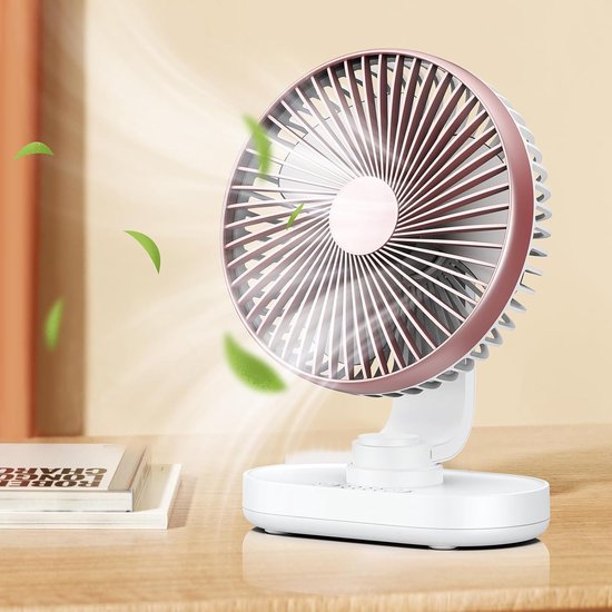 Tragbarer Usb-tischventilator Mit 5000-mah-akku，4 Geschwindigkeitsstufen Und Einstellbarer Rotationsrichtung，reisen Und Camping