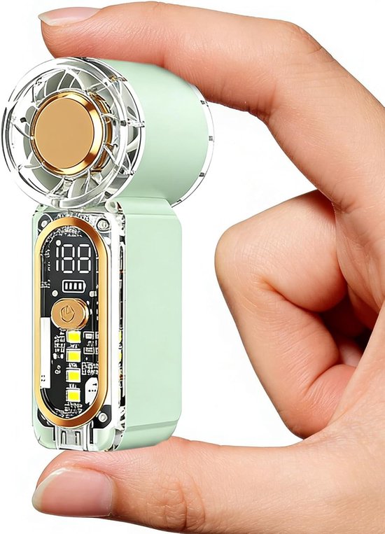 Mini-handventilator，taschenventilator Mit Digitalanzeige，usb-c-wiederaufladbarer Persönlicher Ventilator，kleiner Kühlventilator Für Reisen (grün)