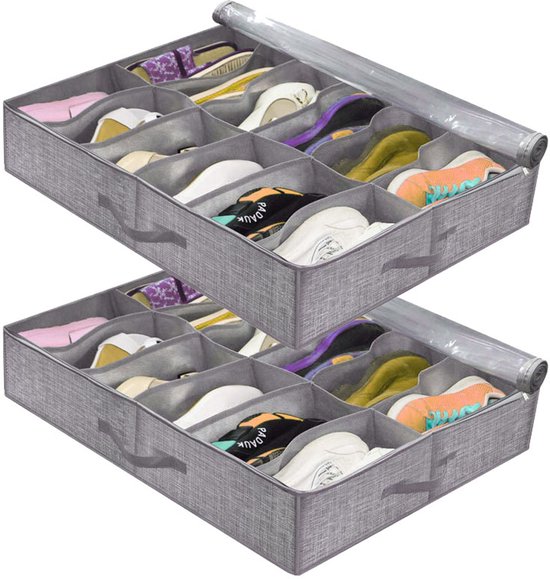 2er-pack Schuhboxen Für Unter Das Bett，faltbare Schuhboxen，schuhaufbewahrungsboxen，schuhaufbewahrungstaschen，2 X 12 Paar