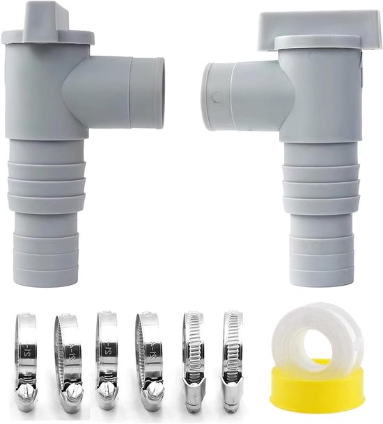 Set Mit 2 Absperrventilen Für Schwimmbecken Mit 32-mm-schlauchanschluss, Schlauchadapter Und Kupplungen Für Pvc-rohre Und Schwimmbadpumpe