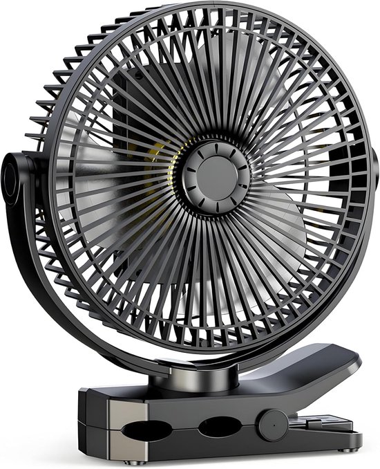 Wiederaufladbarer Ventilator Mit Klemme Und 12.000-mah-akku，4 Geschwindigkeitsstufen，usb-ladefunktion Für Büro，timer