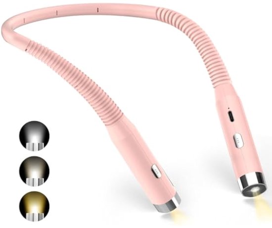 Nackenleselampe, Usb-aufladbar, 3 Einstellbare Helligkeitsstufen, Bettleselampe, Geeignet Für Reisen, Stricken Und Camping (rosa)