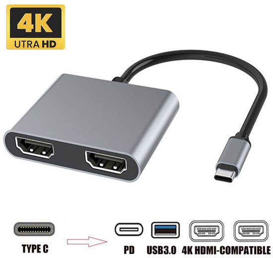 Usb 3.0 Dockingstation, Typ-c Auf Zwei Hdmi-anschlüsse, Usb Pd-hub Mit Bildschirmerweiterungsfunktion