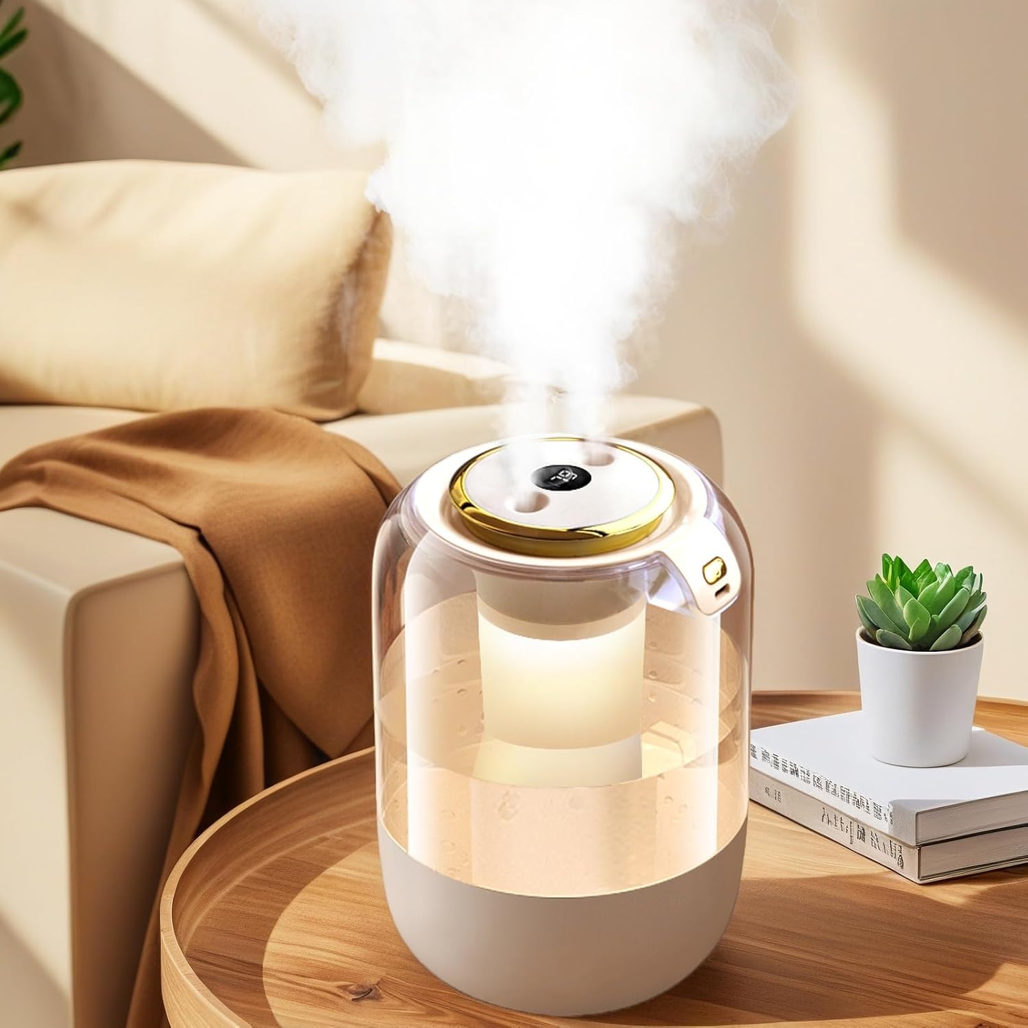 2,2-liter-luftbefeuchter, Leise, Mit Doppeldüse Und Led-nachtlicht, Usb-anschluss Für Das Schlafzimmer
