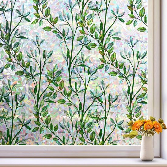 Sichtschutzfolie, Verdunkelungsfolie, Elektrostatische Glasfolie, Selbstklebende Buntglasfolie, Grüne Vinyl-fensterfolie – 44,5 X 200 Cm