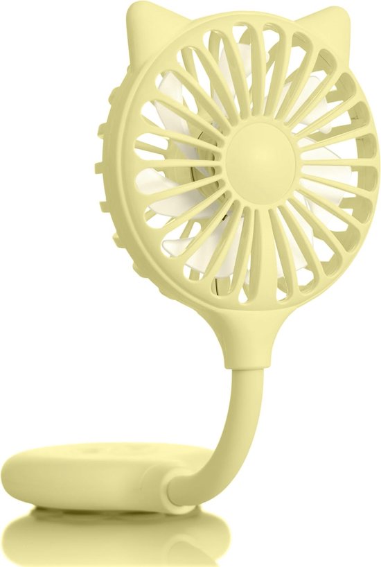 Mini-ventilator Mit Katzenohren，3 Geschwindigkeitsstufen，sockel Mit Saugnapf，usb-aufladbar，23 Cm Hoch (gelb，23 X 8 X 2,5 Cm / Klein)