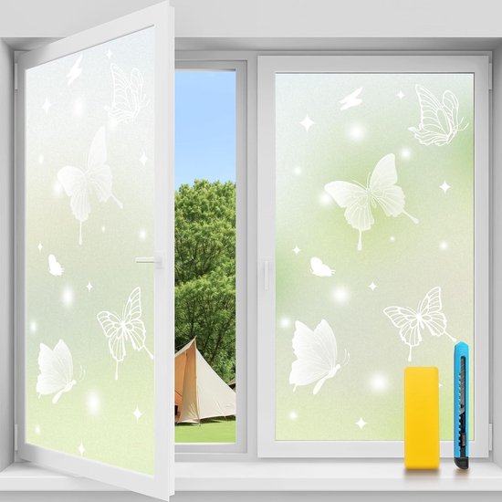 Selbstklebende Sichtschutzfolie Für Fenster，44,5 X 200 Cm，mit Schmetterlingsmotiv，dekorativ Für Badezimmer，schlafzimmer Und Büro