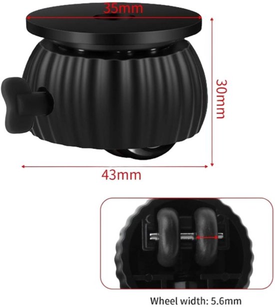 4 Stück – Selbstklebende Mini-lenkrollen – Kleine Universalrollen – Für Möbel, Eimer, Kleingeräte Und Aufbewahrungsboxen – Schwarz – 4 × 3 Cm
