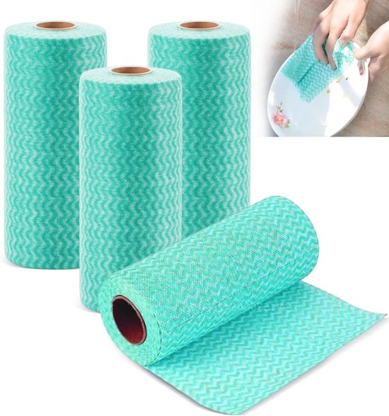 Waschlappen Auf Der Rolle，4 Rollen，wiederverwendbares J Cloth，multifunktionales Wischtuch，rollen Für Wohnzimmer，esstisch (grün)
