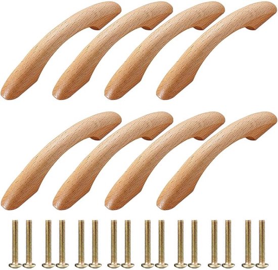 Holzmöbelgriffe，8-teiliges Set，küchenschrankgriffe，inklusive 16 Türschrauben