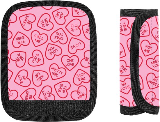 Set Mit 2 Pinkfarbenen Herzgriffschonern Mit Liebesbotschaft Für Trolleygriffe
