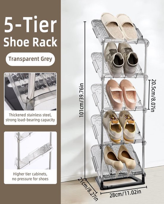 Schmale Schuhablage Mit 5 Ebenen，multifunktionales Standregal Für Flur，büro (1012721cm)