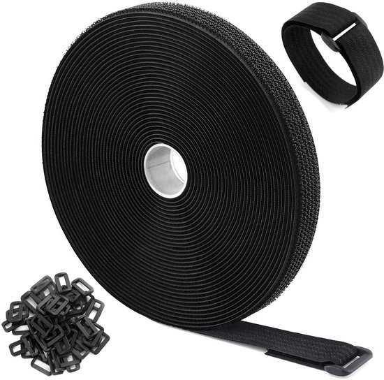 Dailygoods，klettband 10 M X 2,5 Cm，selbstklebendes Klettband，kabelbinder Mit Klettverschluss，wiederverschließbares Klettband