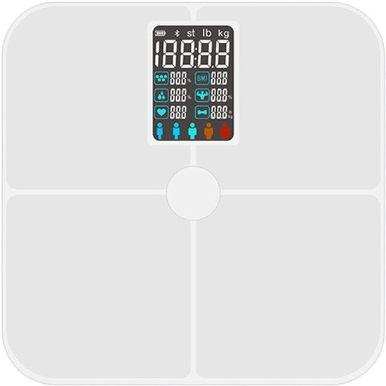 Körperfettwaage，großes Lcd-display，analyse Von Fett- Und Muskelmasse，für Gesundheitsüberwachung，weiß，30 X 30 Cm，1 Stück